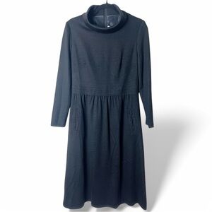 Strauss Modell - Women's Vintage Wool Blend Knit‎ Midi Dress Mock Neck - Sz. M